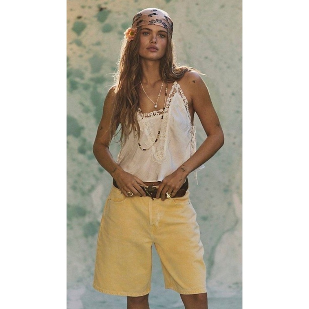 Free People We The Free Montana Bermuda Shorts Butter Yellow Size 27